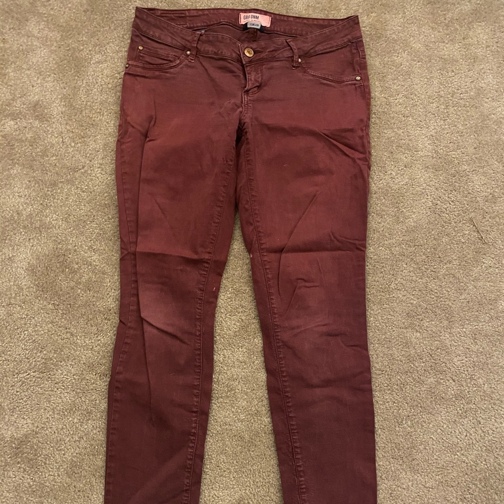 Garage denim plum/ off red color pants